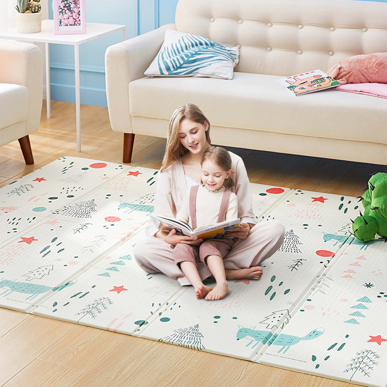 Benarita Foam Playmat Foldable 79"L Extra Large Gym for Baby Infants